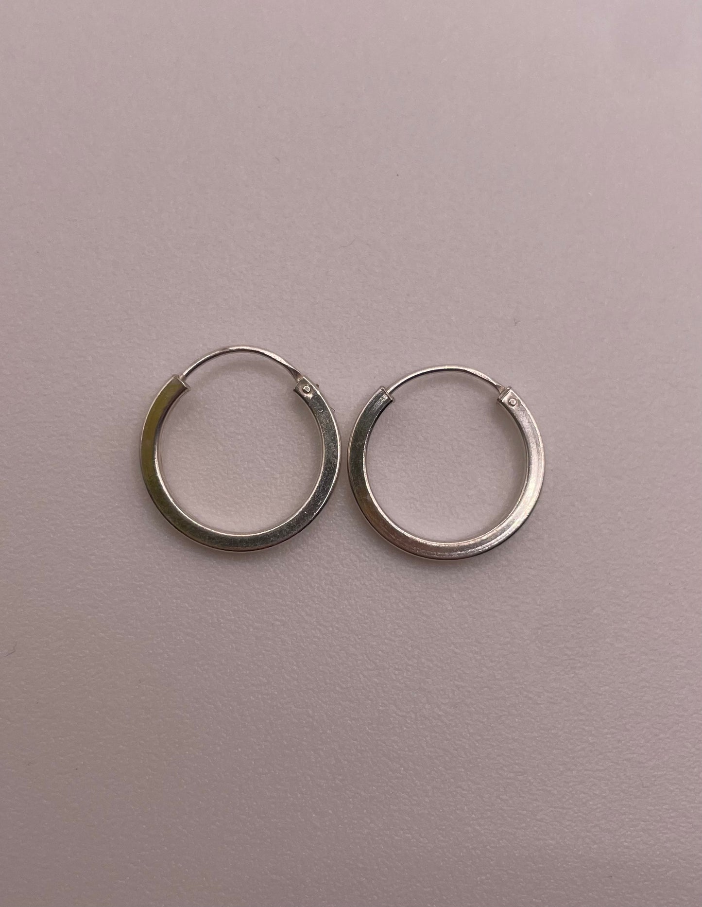 silver edgy small hoops