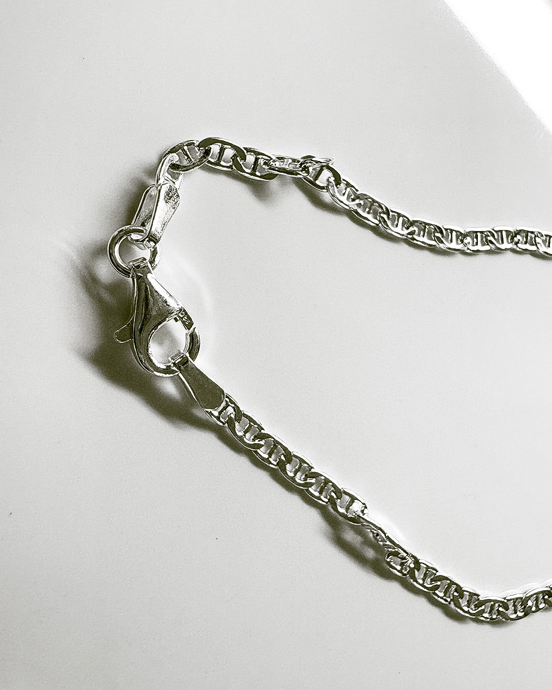 silver classy flat anchor necklace 60