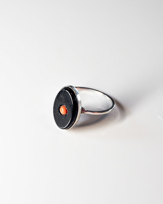 Red Dot Redemption Silver Ring