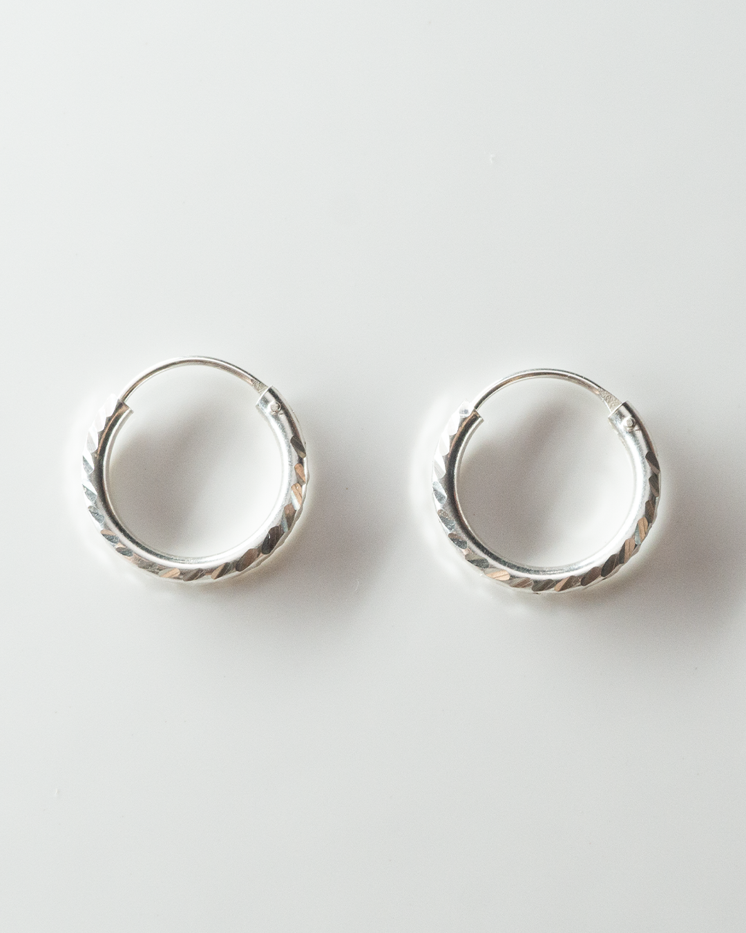 silver edgy hoops small