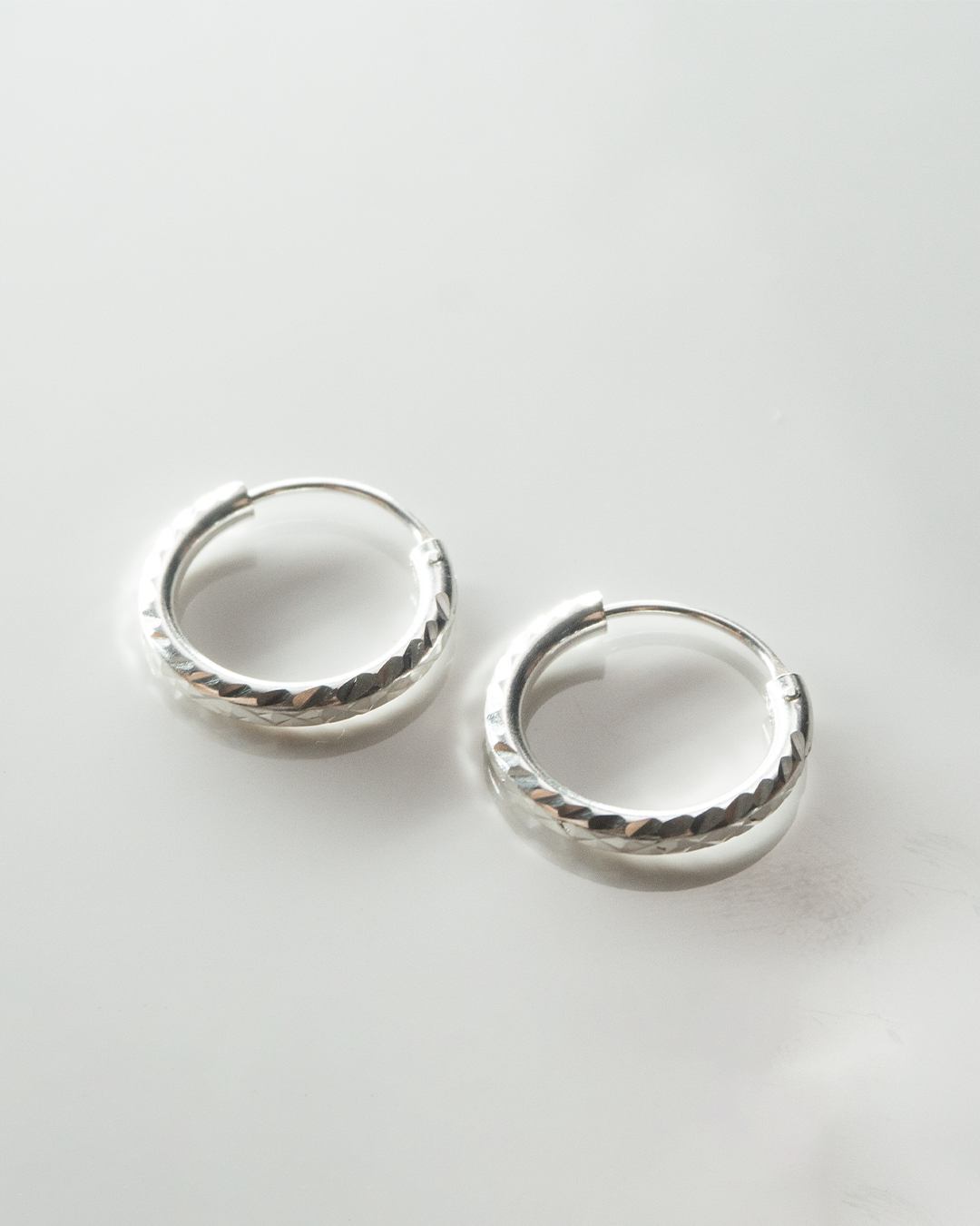 silver edgy hoops small