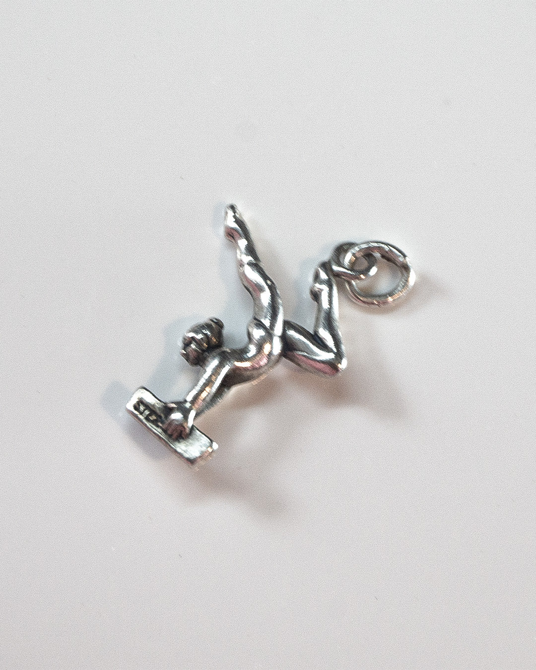 Upside Down Girl Silver Charm