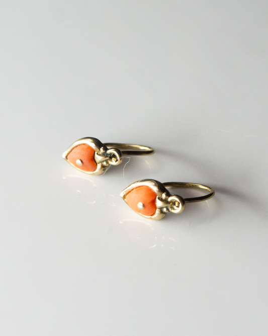 coral heart earrings