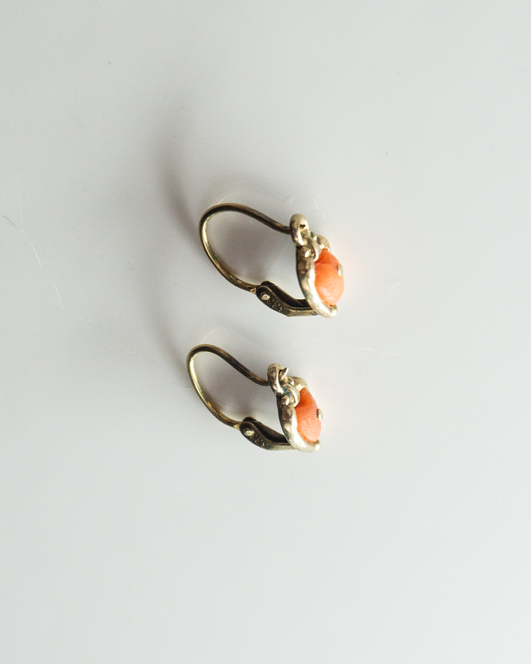 coral heart earrings