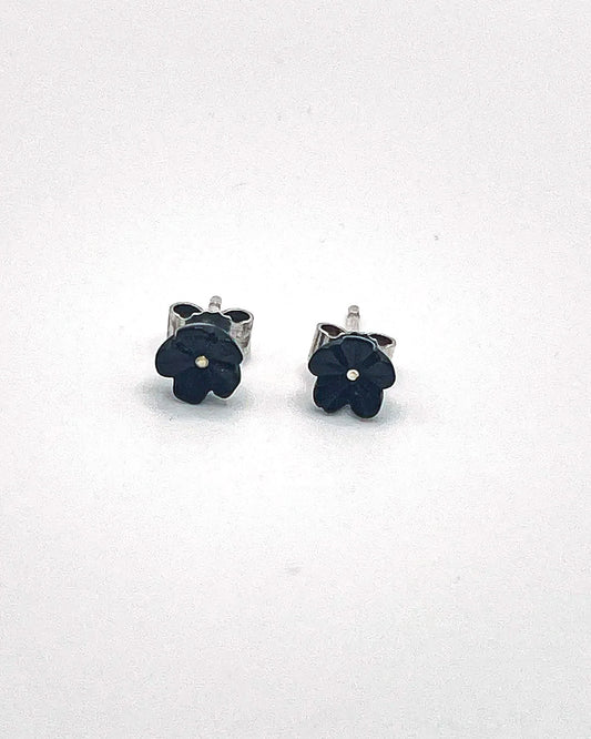 black flower studs