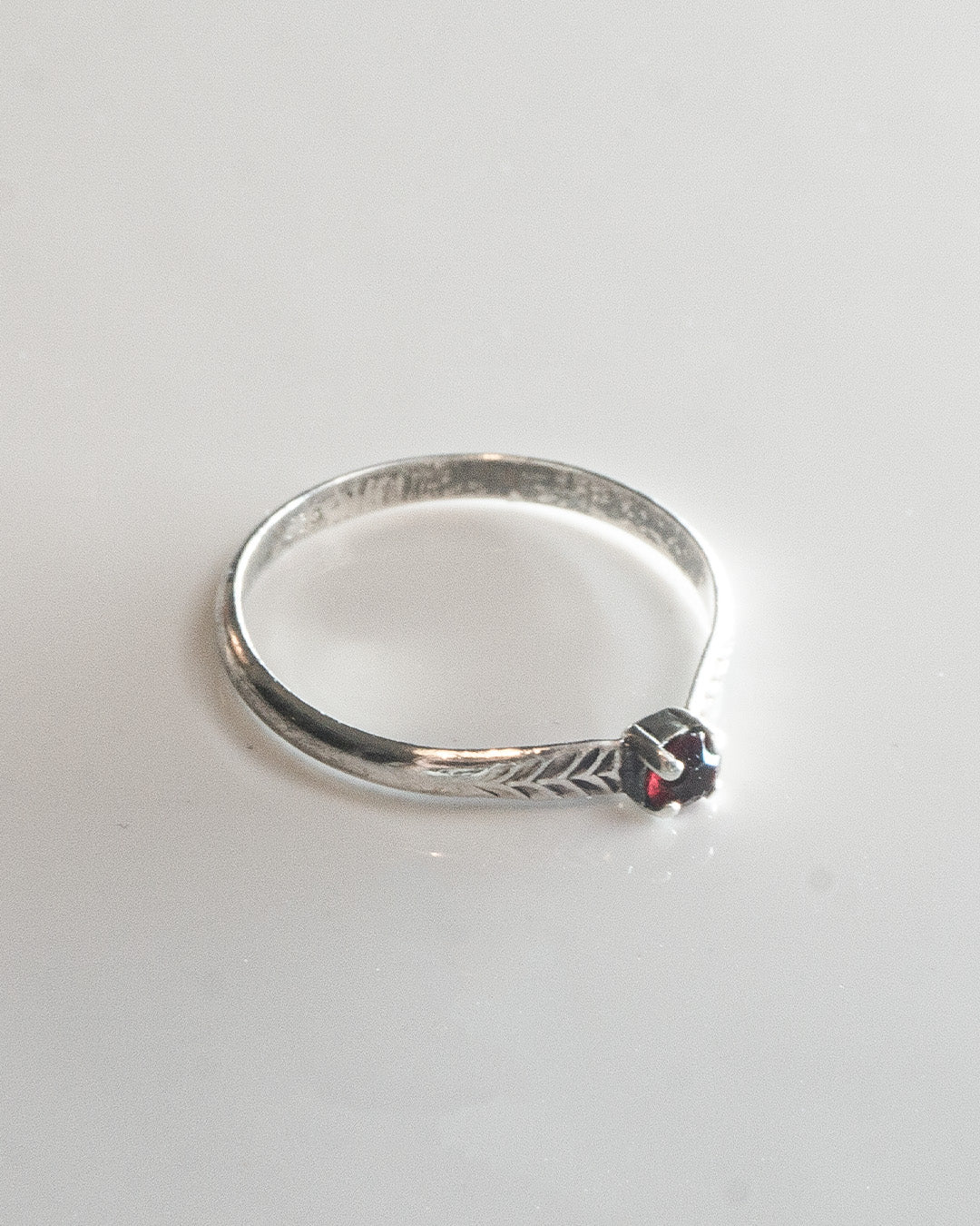 red stone silver ring