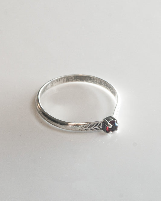 red stone silver ring