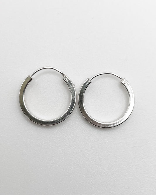 silver edgy small hoops