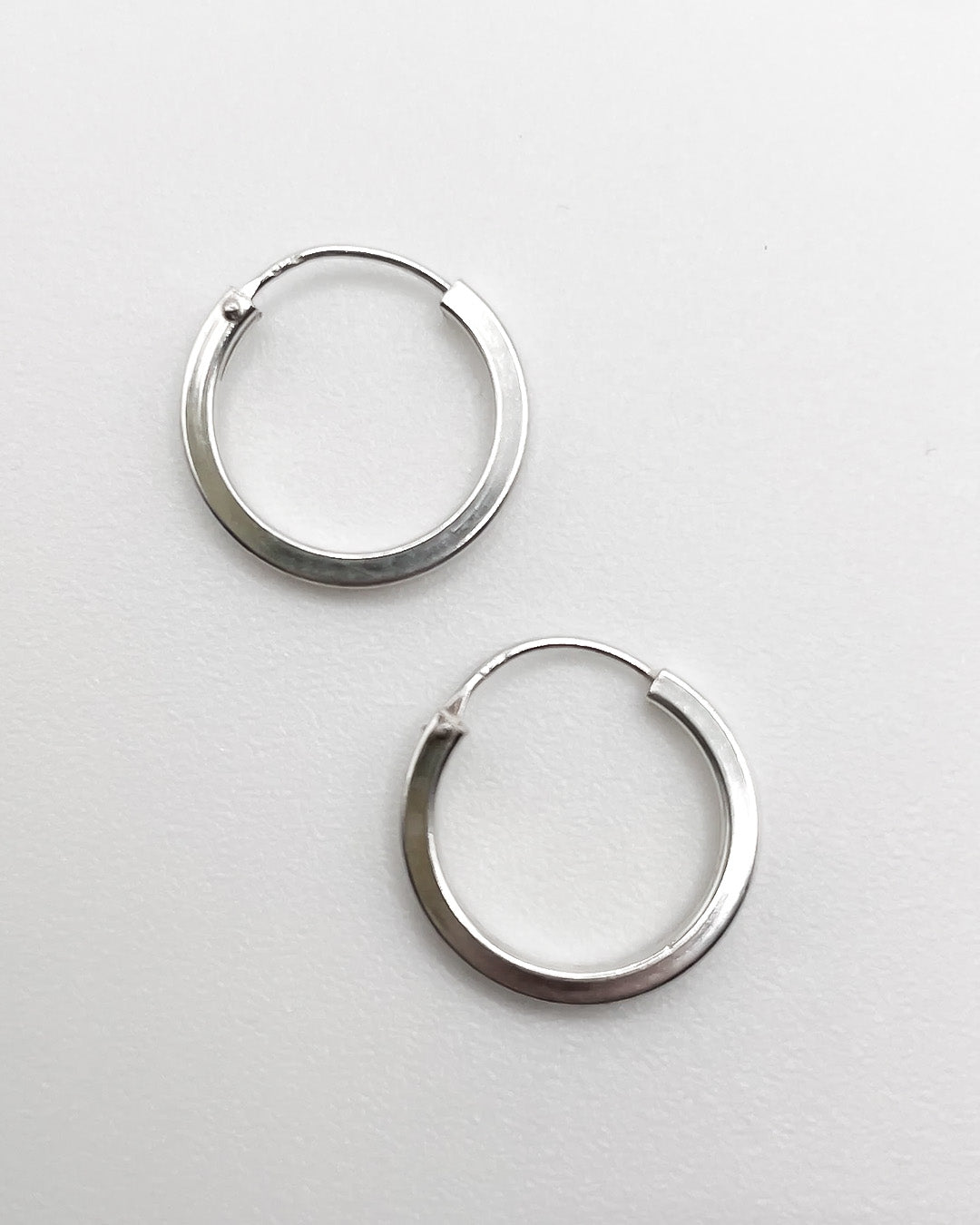 silver edgy small hoops