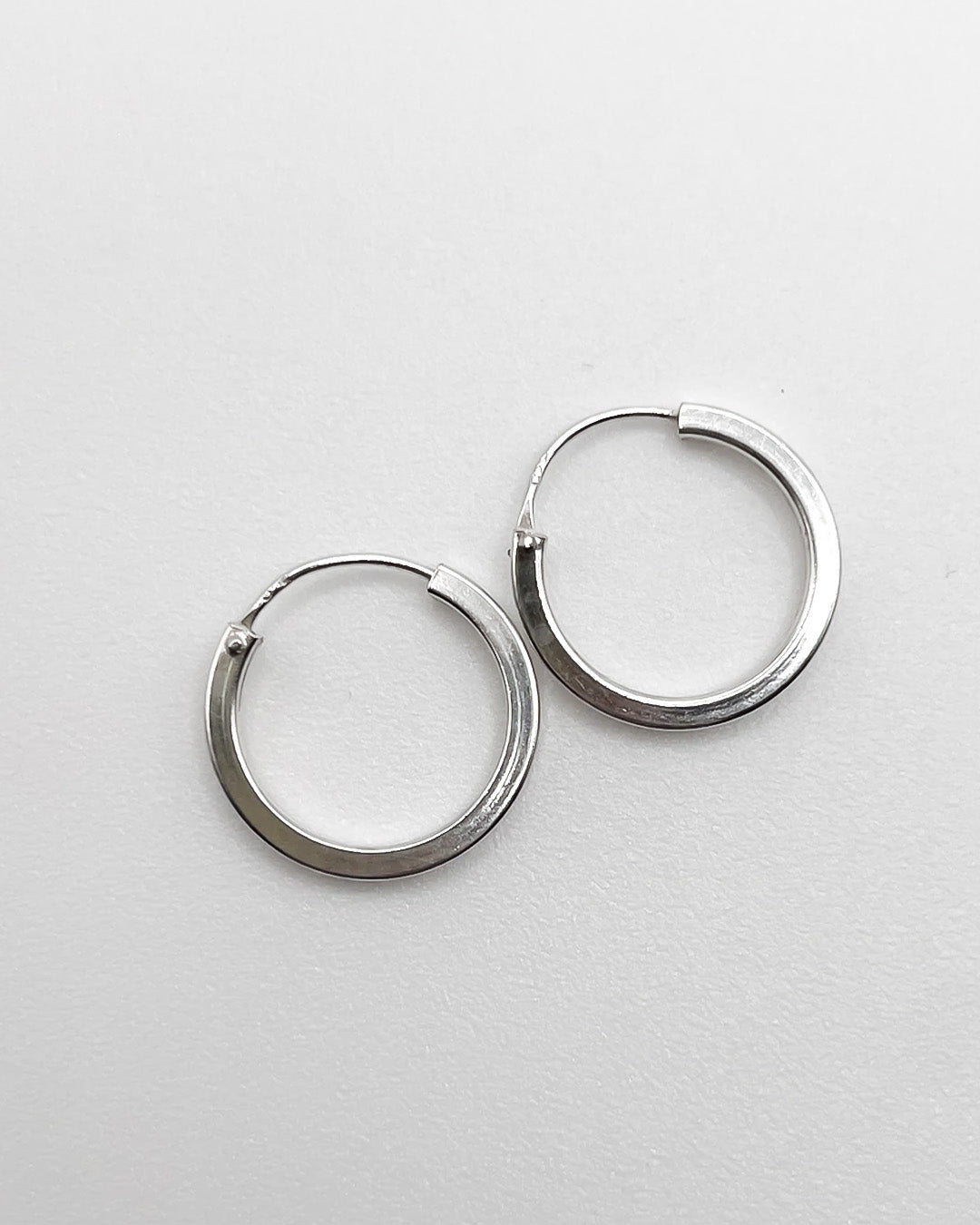 silver edgy small hoops